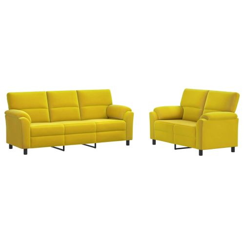 Комплект дивани 2 pcs Жълто Кадифе