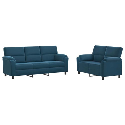 Комплект дивани 2 pcs Синьо Кадифе