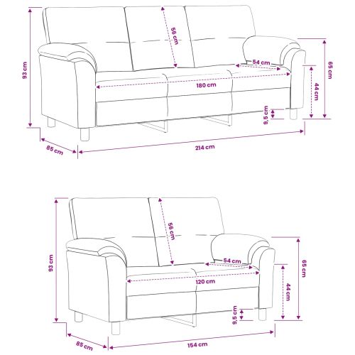 Комплект дивани 2 pcs Синьо Кадифе