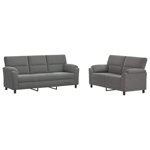 Комплект дивани 2 pcs Тъмносиво Кадифе