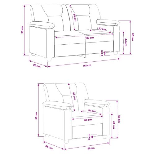 Комплект дивани 2 pcs Черно Изкуствена