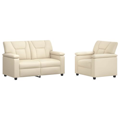 Комплект дивани 2 pcs Кремаво Изкуствена