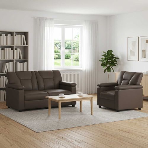 Комплект дивани 2 pcs Сиво Изкуствена