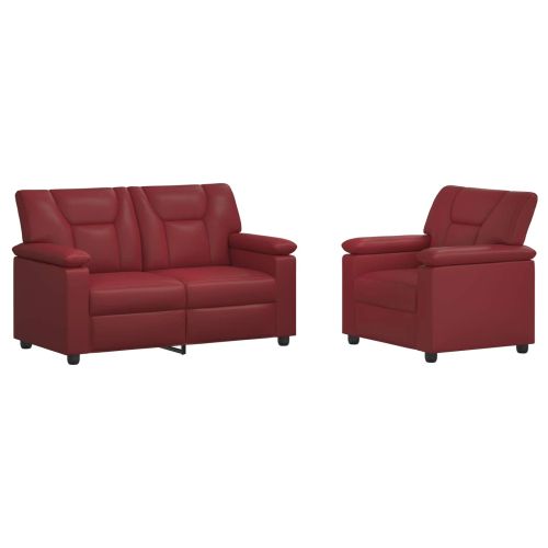 Комплект дивани 2 pcs Виненочервен Изкуствена