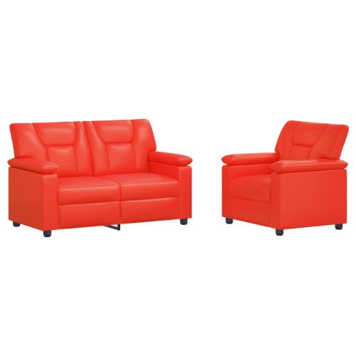 Комплект дивани 2 pcs Червено Изкуствена