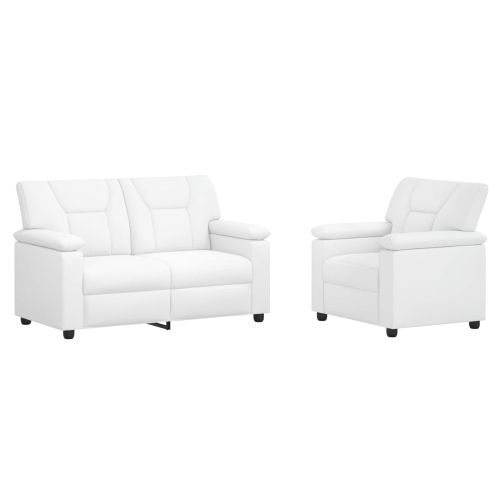 Комплект дивани 2 pcs Бяло Изкуствена
