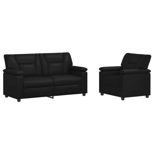 Комплект дивани 2 pcs Черно Изкуствена