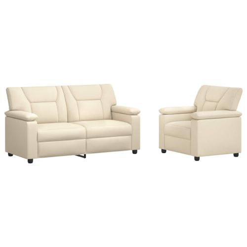 Комплект дивани 2 pcs Кремаво Изкуствена