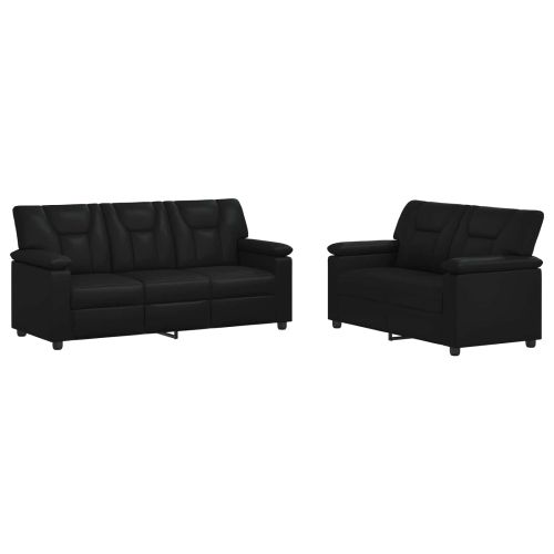 Комплект дивани 2 pcs Черно Изкуствена