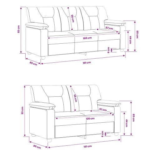 Комплект дивани 2 pcs Черно Изкуствена