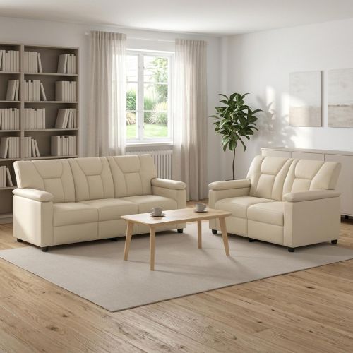 Комплект дивани 2 pcs Кремаво Изкуствена