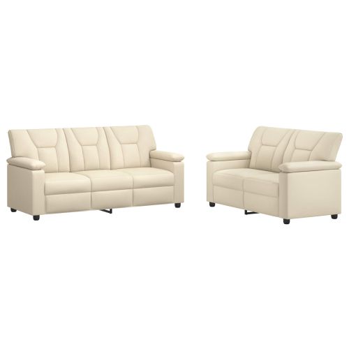 Комплект дивани 2 pcs Кремаво Изкуствена