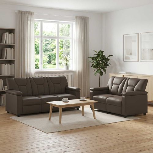 Комплект дивани 2 pcs Сиво Изкуствена