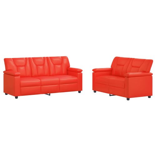 Комплект дивани 2 pcs Червено Изкуствена