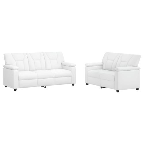 Комплект дивани 2 pcs Бяло Изкуствена