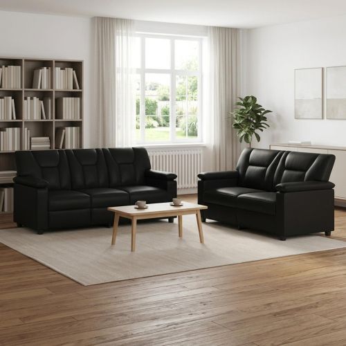 Комплект дивани 2 pcs Черно Изкуствена