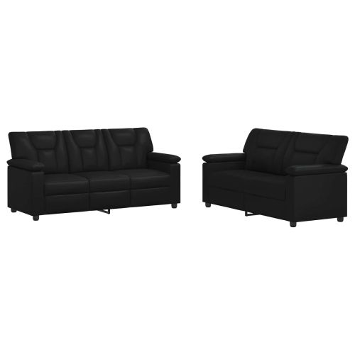Комплект дивани 2 pcs Черно Изкуствена