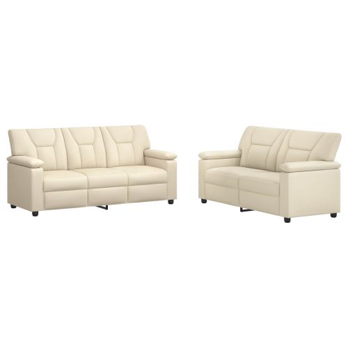 Комплект дивани 2 pcs Кремаво Изкуствена