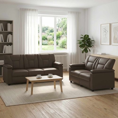Комплект дивани 2 pcs Сиво Изкуствена