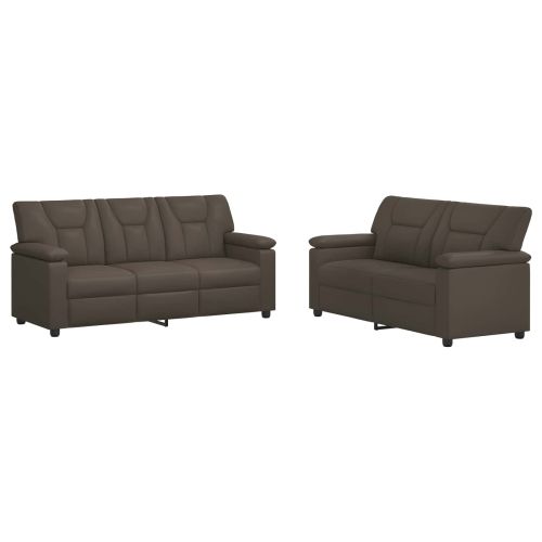 Комплект дивани 2 pcs Сиво Изкуствена