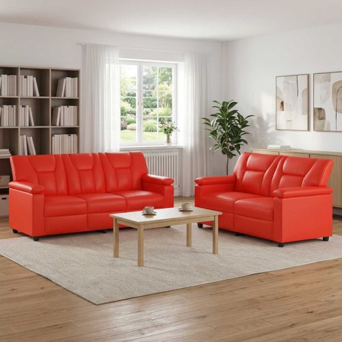 Комплект дивани 2 pcs Червено Изкуствена