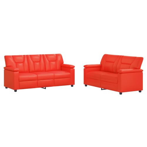 Комплект дивани 2 pcs Червено Изкуствена