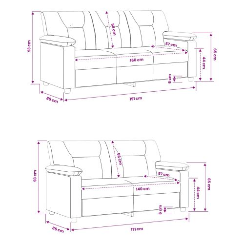 Комплект дивани 2 pcs Червено Изкуствена