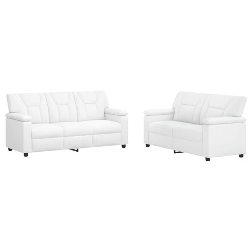 Комплект дивани 2 pcs Бяло Изкуствена