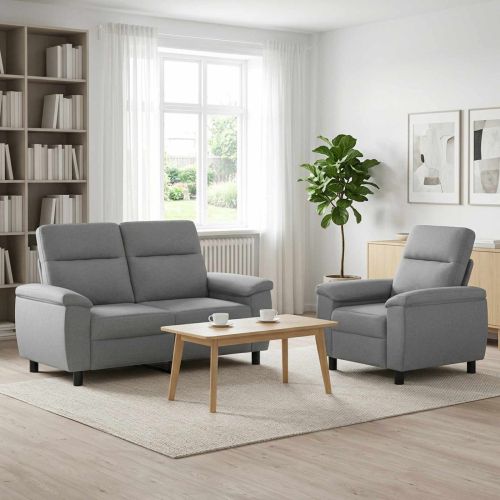 Комплект дивани 2 pcs Светлосиво Текстил