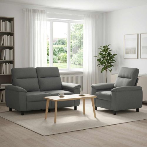 Комплект дивани 2 pcs Тъмносиво Текстил