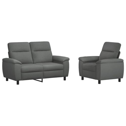 Комплект дивани 2 pcs Тъмносиво Текстил