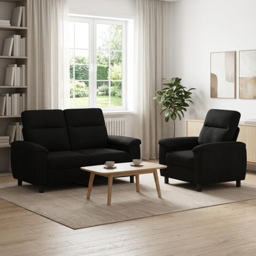 Комплект дивани 2 pcs Черно Текстил