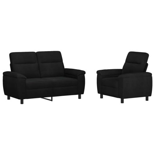 Комплект дивани 2 pcs Черно Текстил