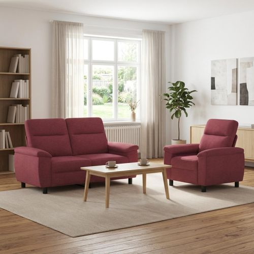 Комплект дивани 2 pcs Виненочервен Текстил