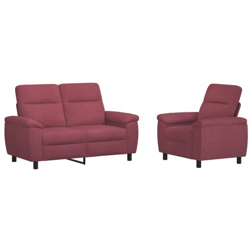 Комплект дивани 2 pcs Виненочервен Текстил