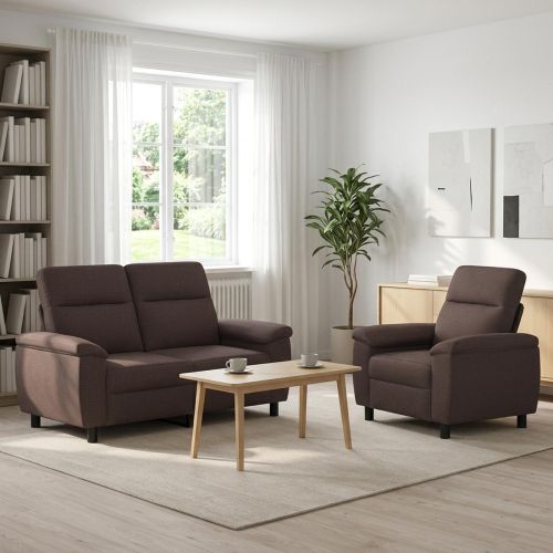 Комплект дивани 2 pcs Тъмен кафяв Текстил