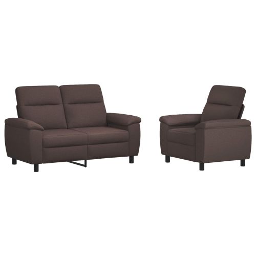 Комплект дивани 2 pcs Тъмен кафяв Текстил