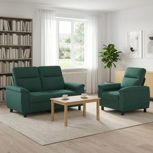 Комплект дивани 2 pcs Тъмнозелено Текстил