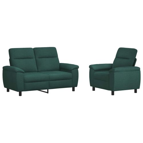 Комплект дивани 2 pcs Тъмнозелено Текстил