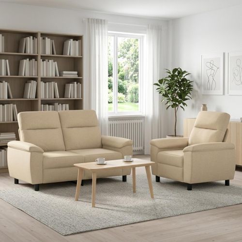 Комплект дивани 2 pcs Кремаво Текстил