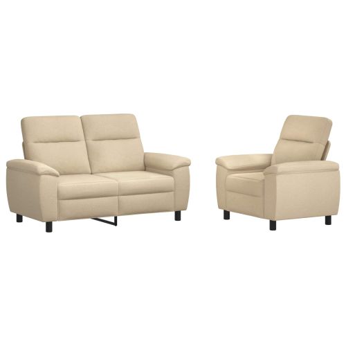 Комплект дивани 2 pcs Кремаво Текстил