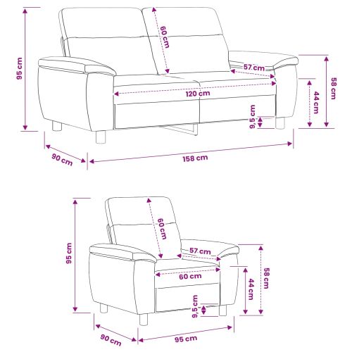 Комплект дивани 2 pcs Кремаво Текстил