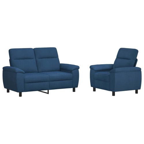 Комплект дивани 2 pcs Синьо Текстил
