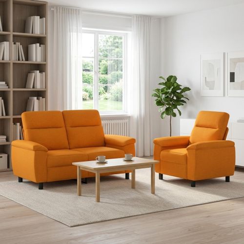 Комплект дивани 2 pcs Тъмен жълт Текстил