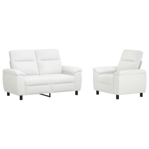 Комплект дивани 2 pcs Бяло Текстил