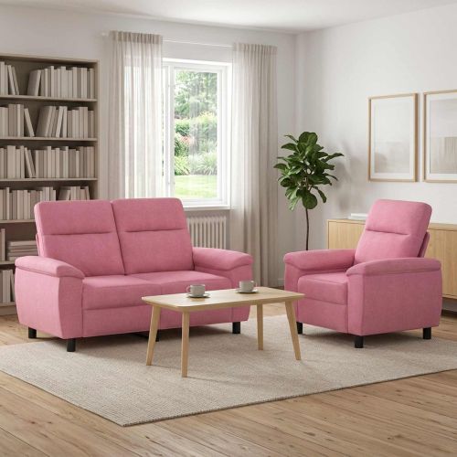 Комплект дивани 2 pcs Розово Текстил