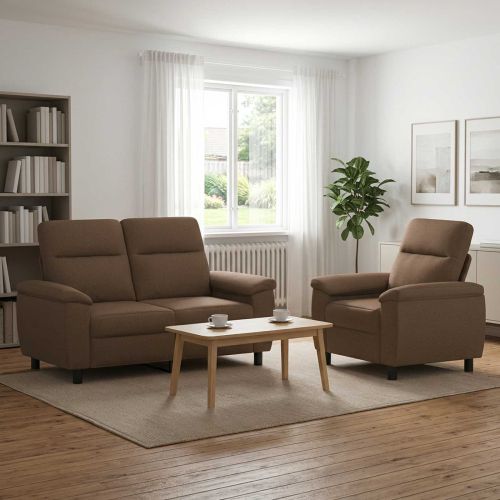 Комплект дивани 2 pcs Кафяво Текстил