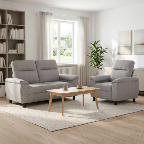 Комплект дивани 2 pcs Облачно сиво Текстил