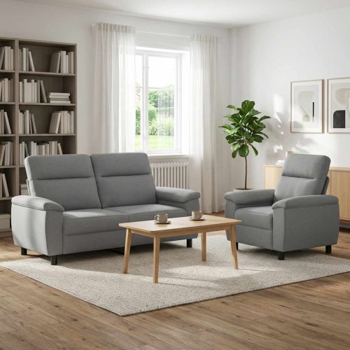 Комплект дивани 2 pcs Светлосиво Текстил