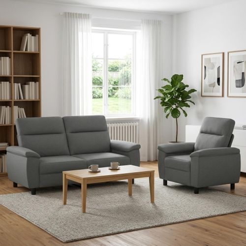 Комплект дивани 2 pcs Тъмносиво Текстил